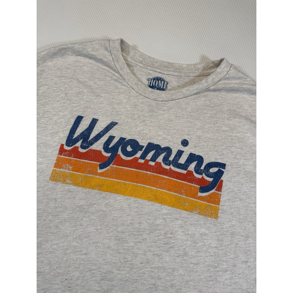 Wyoming Graphic T Shirt 2XL Oatmeal Heather Retro Stripe State Tee - Picture 3 of 6